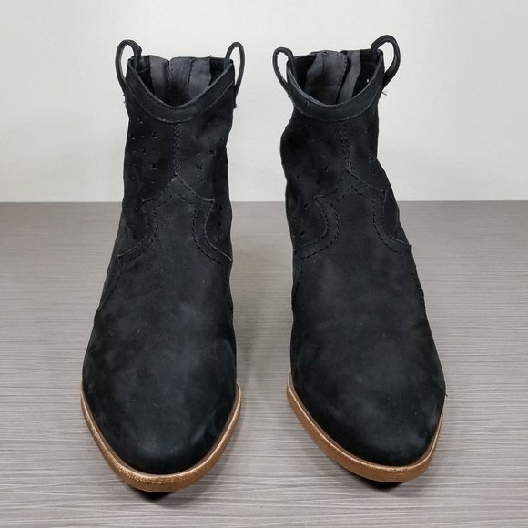 Sam Edelman Reynolds Block Heel Bootie, Black Nubuck, Womens Size 5 - Picture 2 of 9